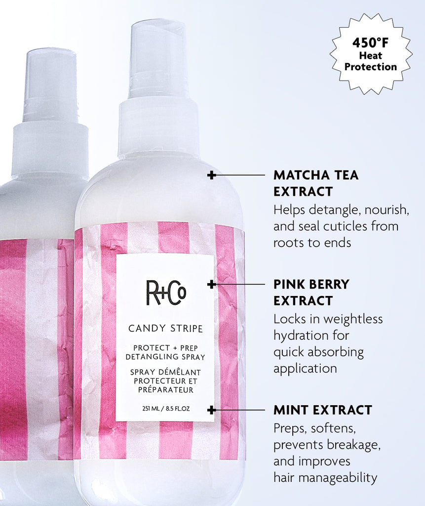 CANDY STRIPE Protect + Prep Detangling Spray – R+Co