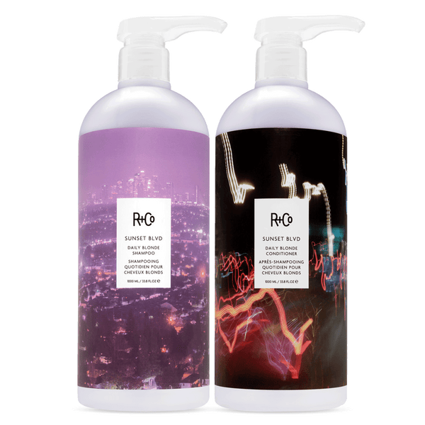 Nat lugtfri fredelig SUNSET BLVD Daily Blonde Shampoo + Conditioner Liter Set – R+Co
