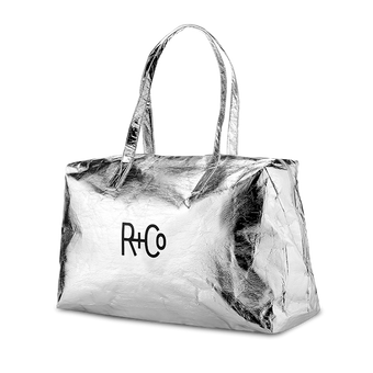 R+Co Silver Duffle Bag